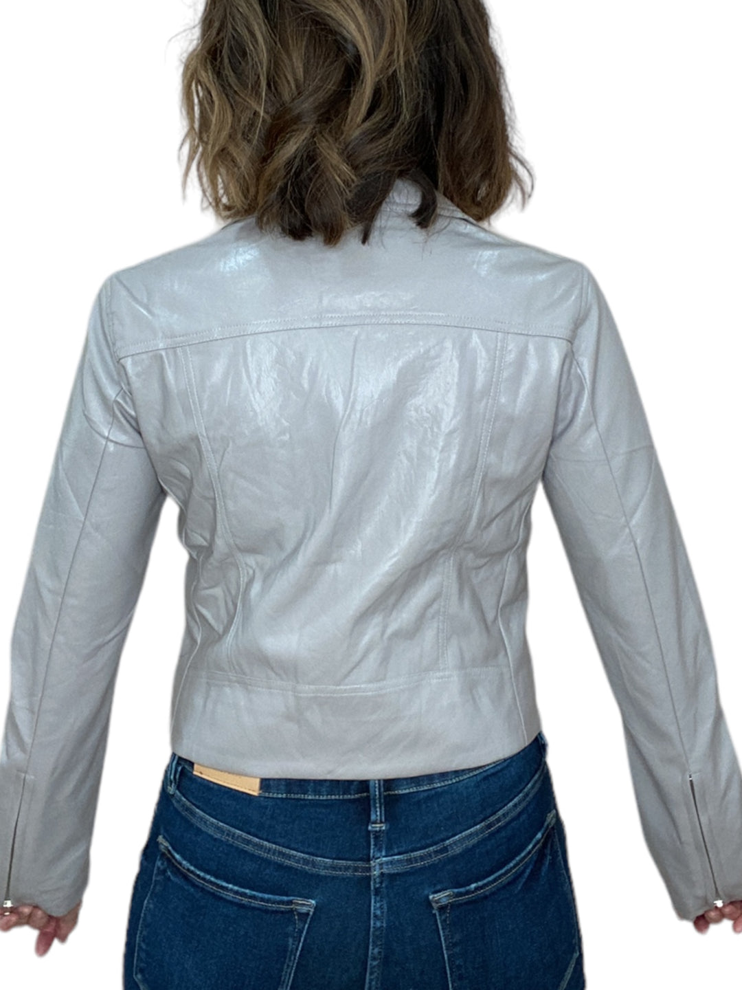 JUNO FAUX LEATHER JACKET-SILVER - Kingfisher Road - Online Boutique