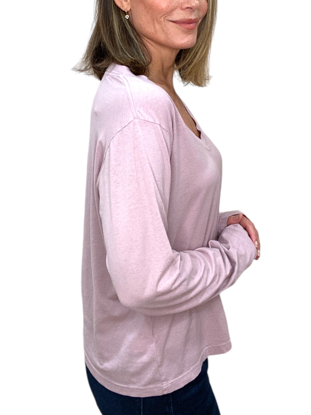 JIMI LONG SLEEVE V-NECK TEE-MAUVE