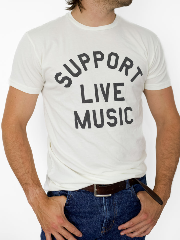 SUPPORT LIVE MUSIC TEE-ANTIQUE WHITE - Kingfisher Road - Online Boutique