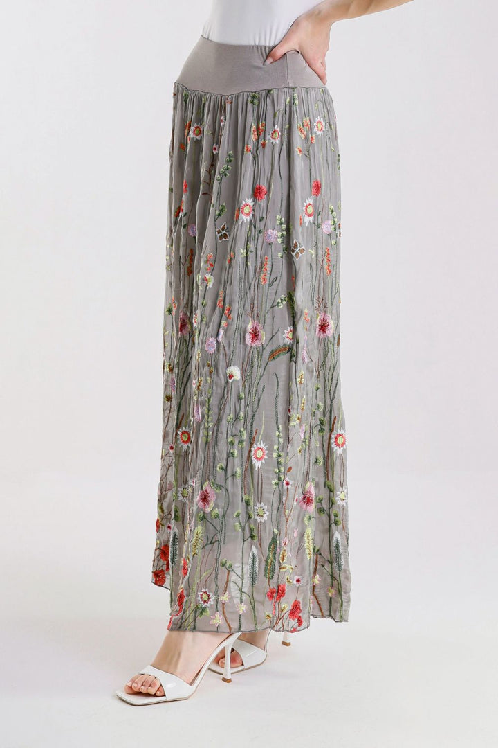 SABLE GARDEN SILK SKIRT-TAUPE - Kingfisher Road - Online Boutique