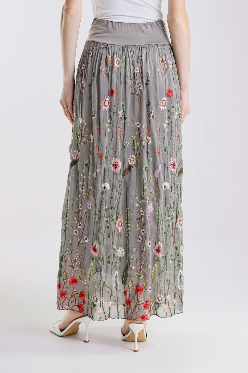 SABLE GARDEN SILK SKIRT-TAUPE - Kingfisher Road - Online Boutique