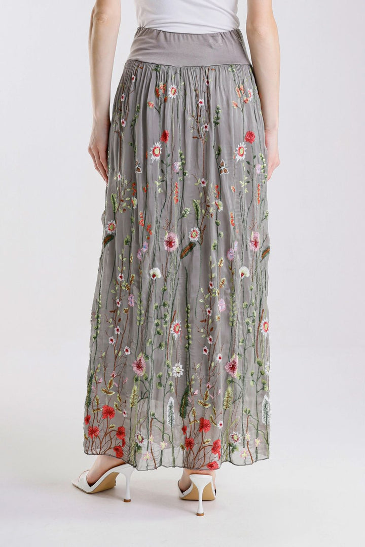 SABLE GARDEN SILK SKIRT-TAUPE - Kingfisher Road - Online Boutique