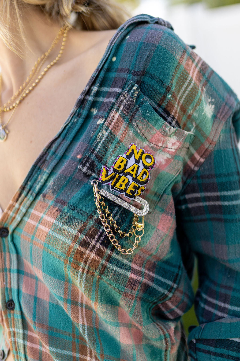 NO BAD VIBES FLANNEL - Kingfisher Road - Online Boutique