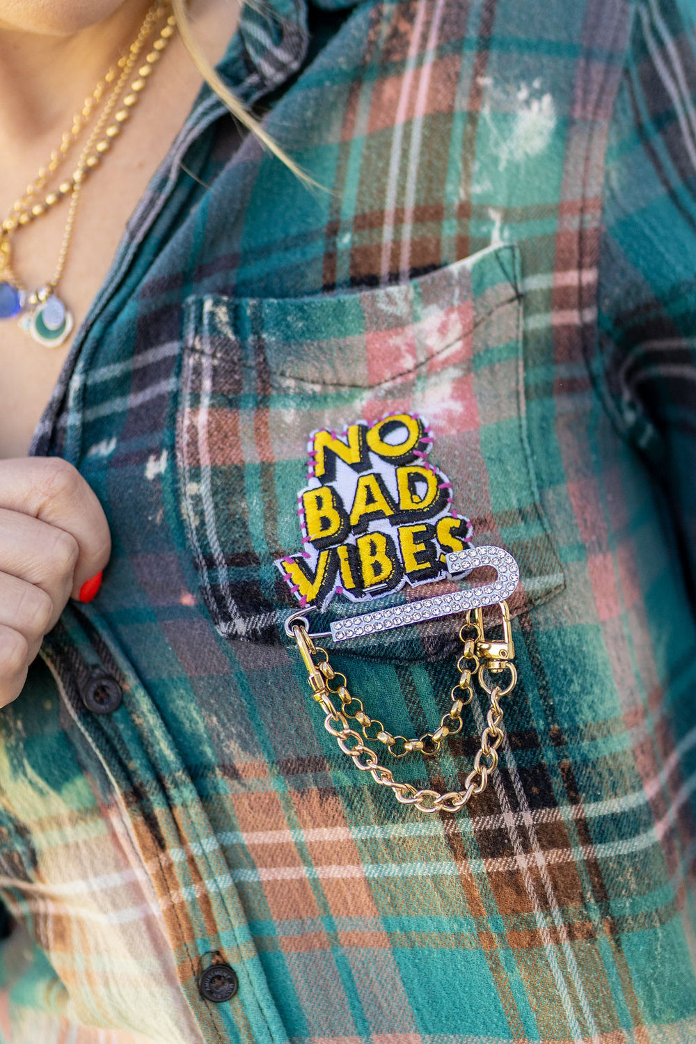 NO BAD VIBES FLANNEL - Kingfisher Road - Online Boutique
