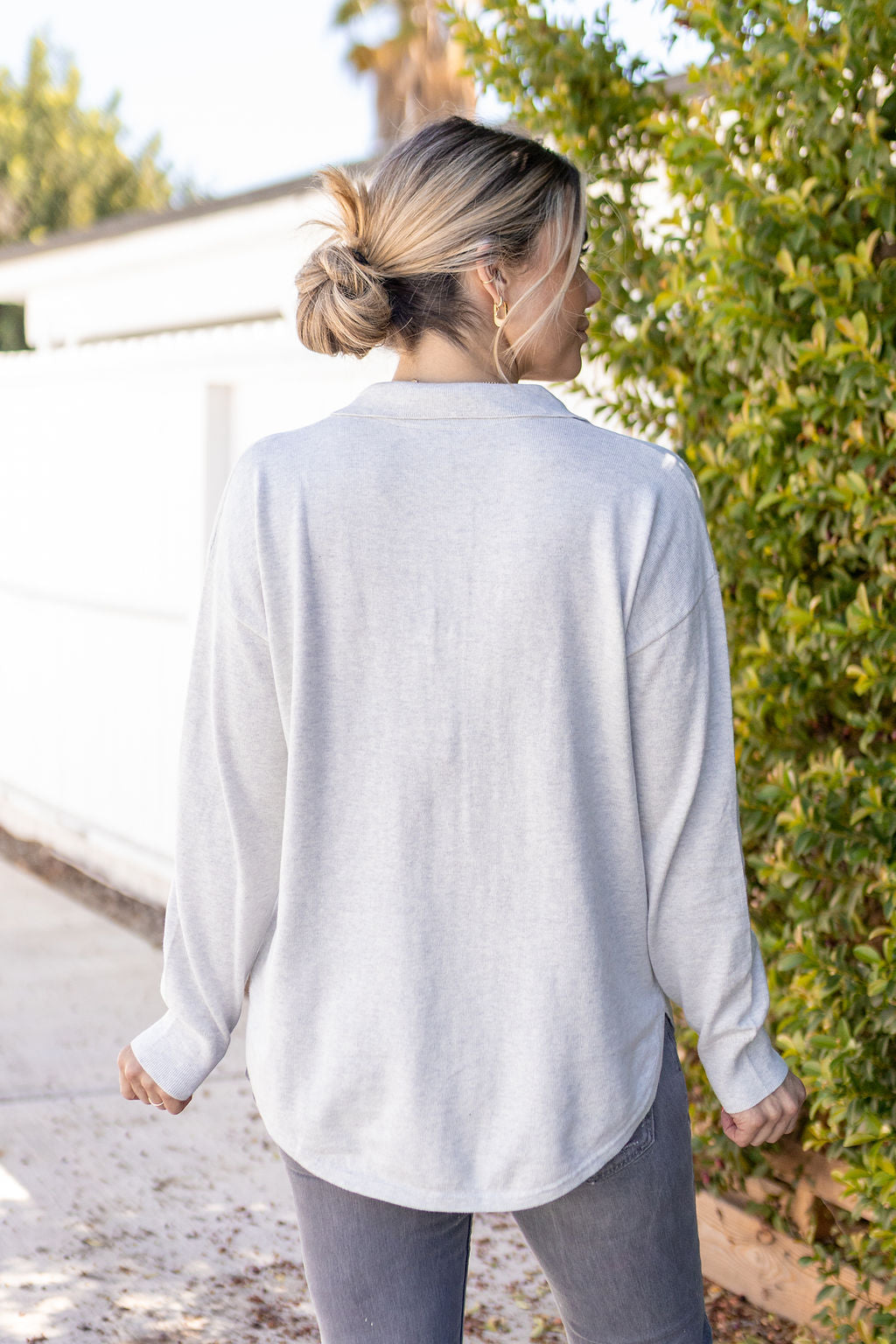 SWEATER SHACKET-SILVER - Kingfisher Road - Online Boutique