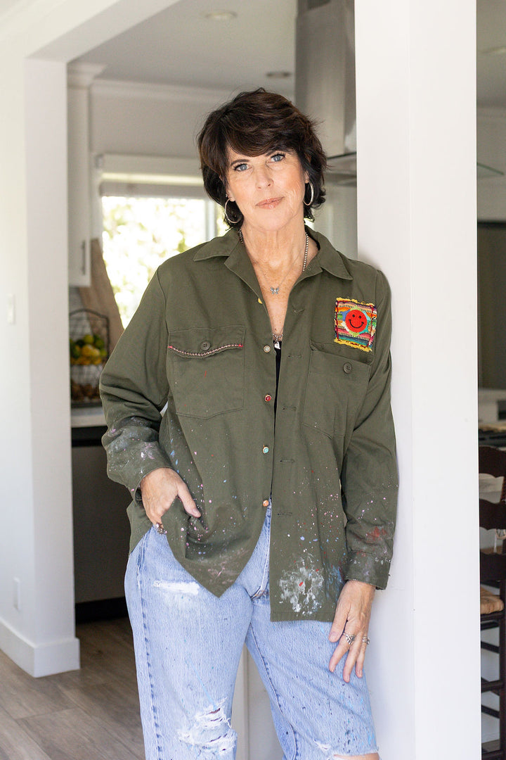 HIPPY SMILES MILITARY JACKET - Kingfisher Road - Online Boutique