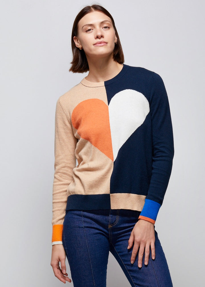 HEART PULLOVER SWEATER - NAVY - Kingfisher Road - Online Boutique