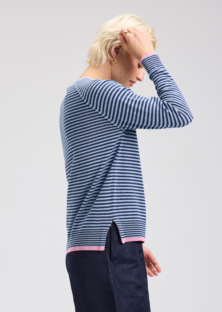 STRIPE CREW NECK SWEATER-JEAN - Kingfisher Road - Online Boutique