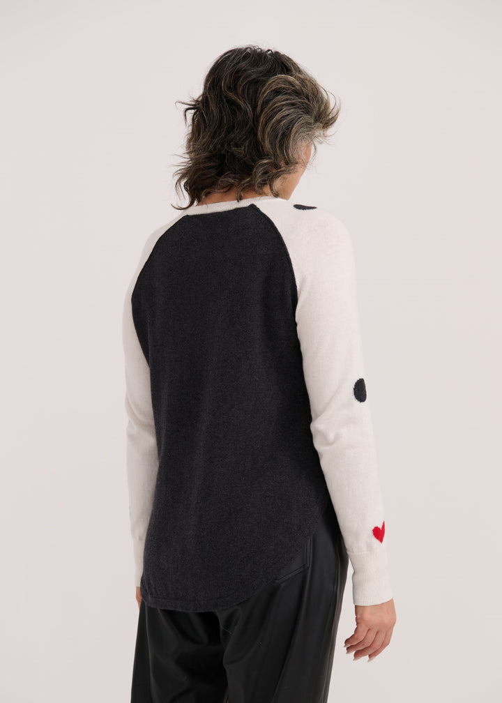 DOTS & HEARTS SWEATER-WHITE - Kingfisher Road - Online Boutique