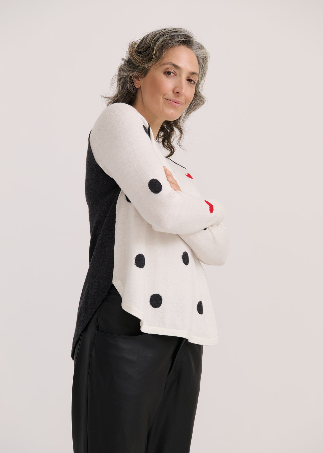 DOTS & HEARTS SWEATER-WHITE - Kingfisher Road - Online Boutique