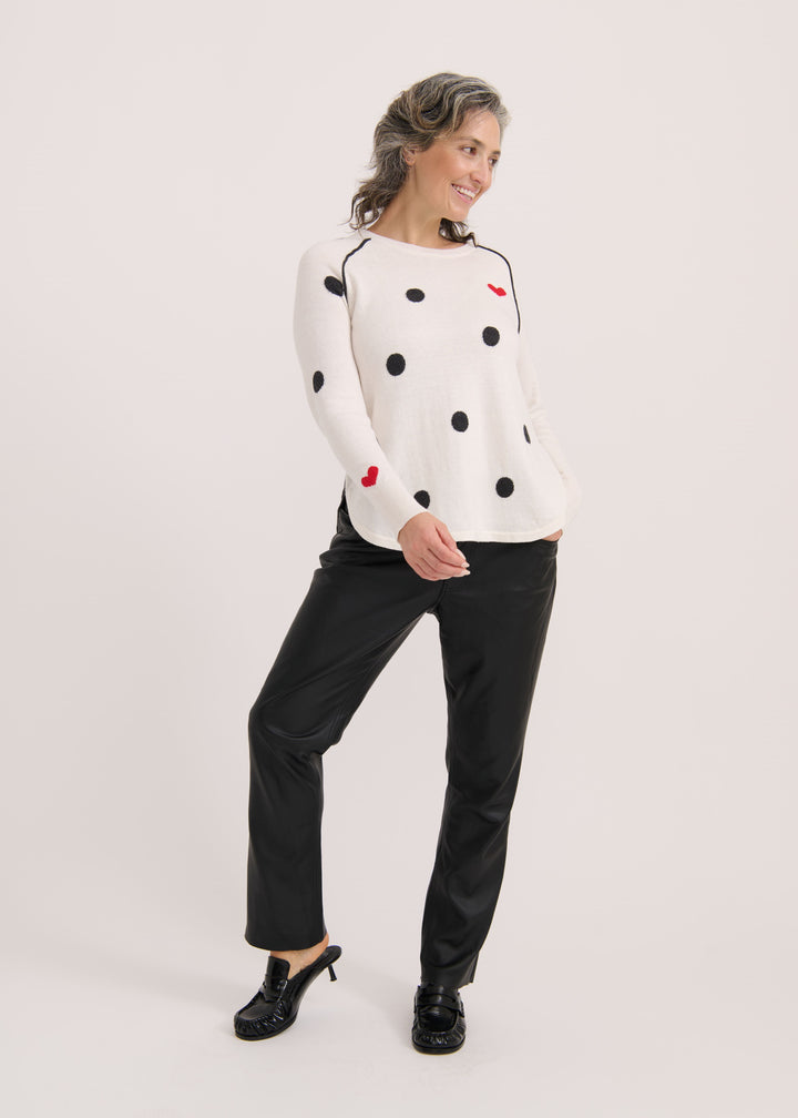 DOTS & HEARTS SWEATER-WHITE - Kingfisher Road - Online Boutique