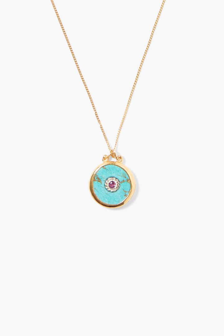 PINK TOURMALINE NECKLACE-TURQUOISE