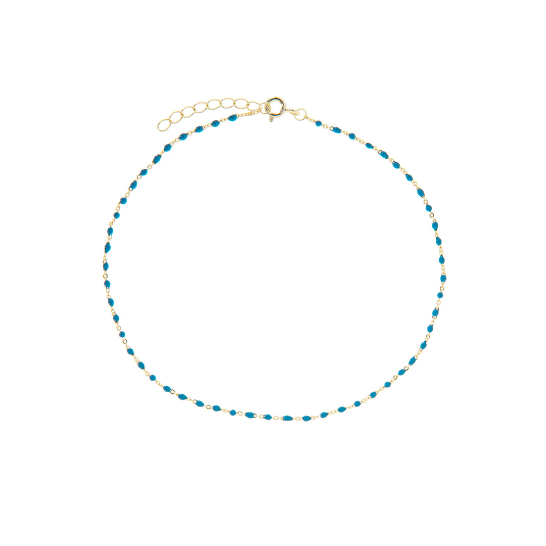 DELICATE BEADED ANKLET-GOLD/TURQUOISE - Kingfisher Road - Online Boutique