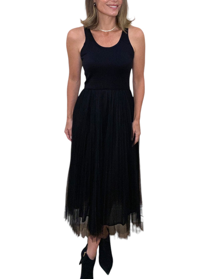 MAXI TANK TULLE DRESS-BLACK