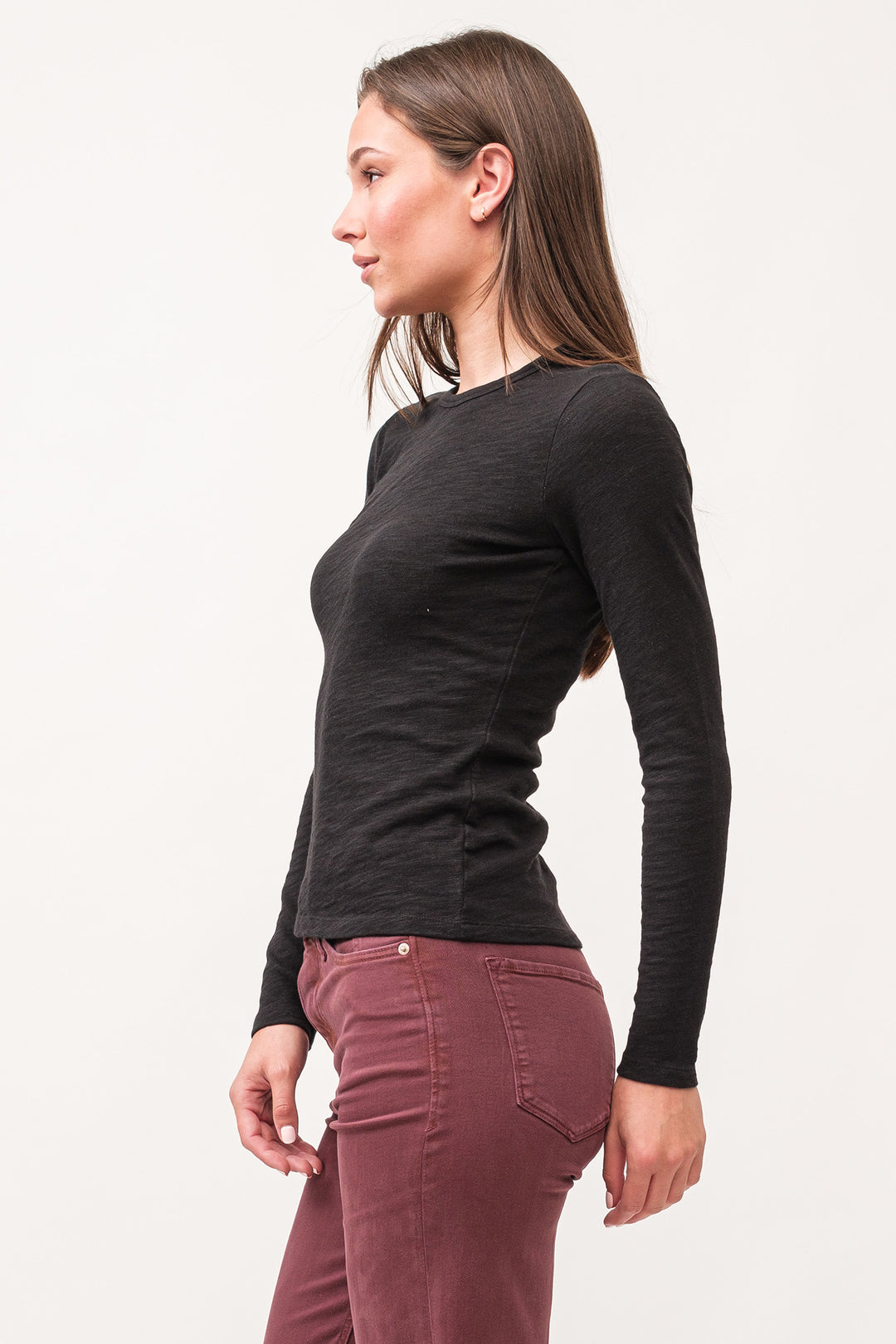 NINA CREW NECK LONG SLEEVE-BLACK - Kingfisher Road - Online Boutique