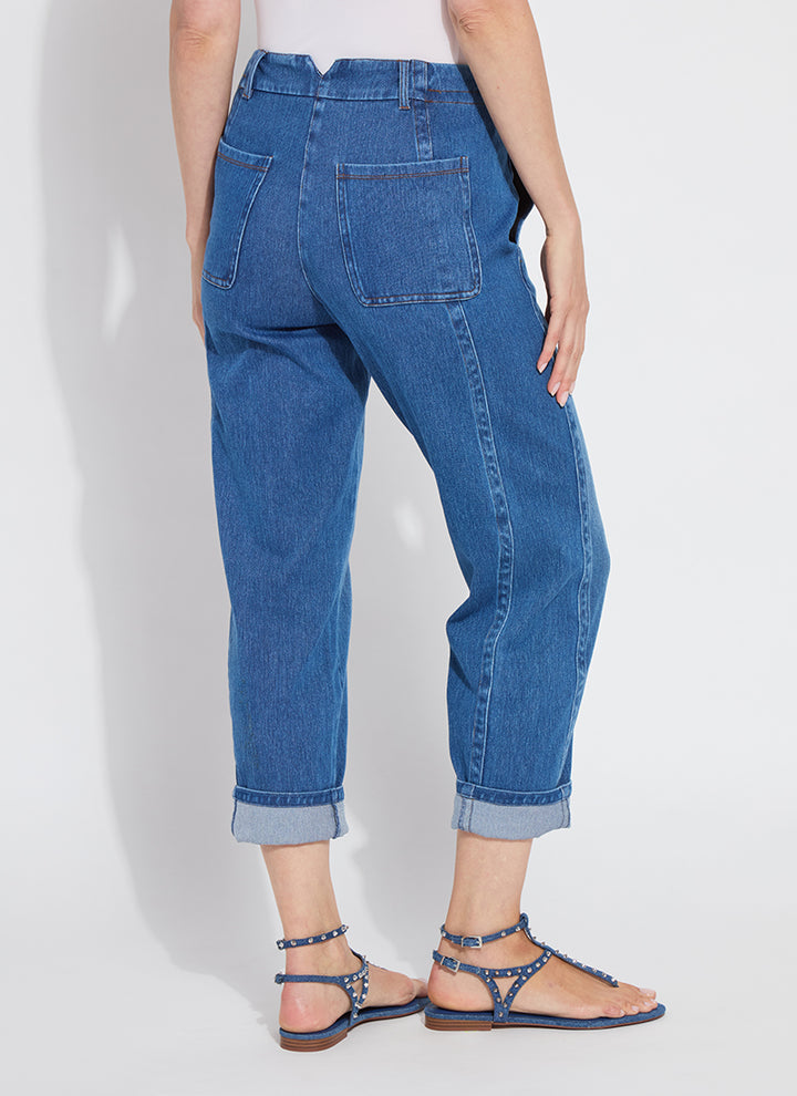 WINSLET CUFFED BARREL CROP DENIM-MID WASH - Kingfisher Road - Online Boutique