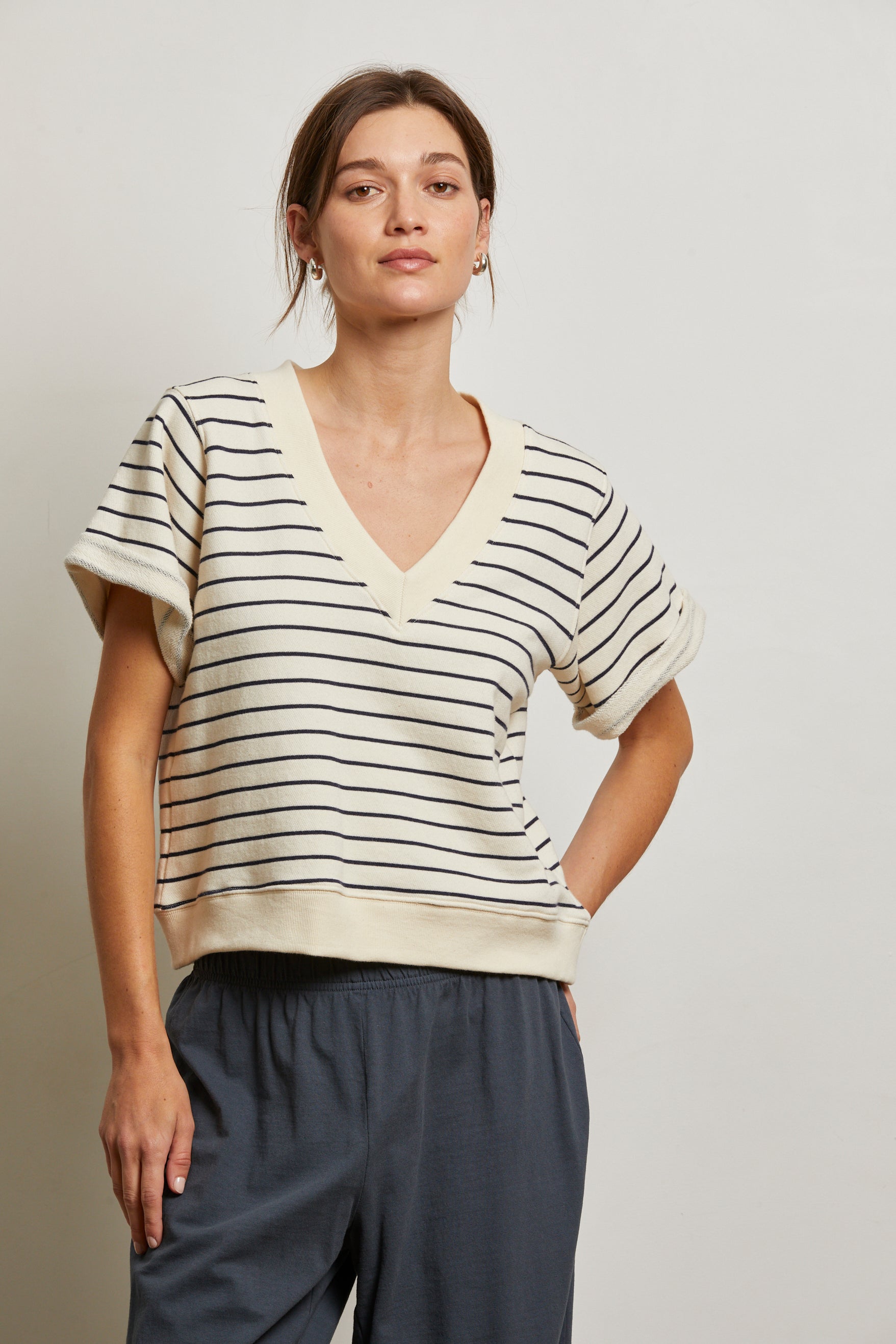 BRIGGS STRIPE SWEATSHIRT-NATURAL/NIGHT STRIPE - Kingfisher Road - Online Boutique