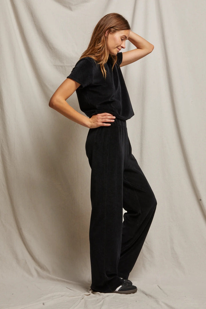 HOLLY VELOUR WIDE LEG SWEATPANT-TRUE BLACK