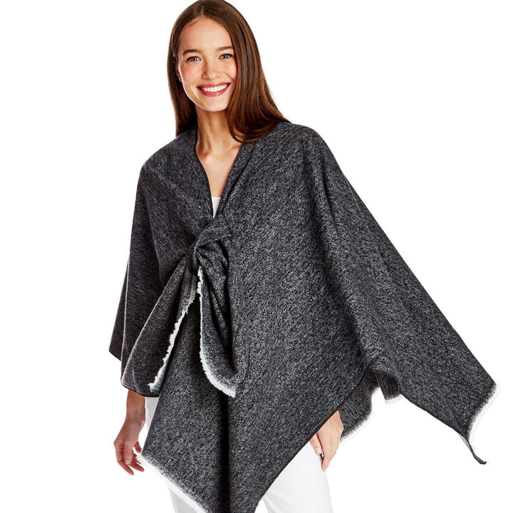 ASYMMETRIC SHAWL-CHARCOAL GREY