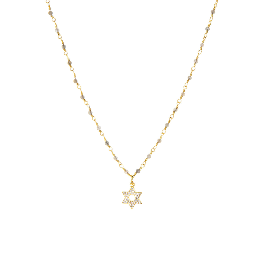 STAR OF DAVID CHARM NECKLACE-LABRADORITE - Kingfisher Road - Online Boutique