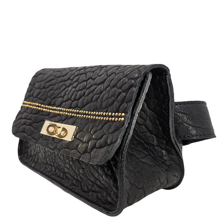 NIKKI BELT BAG-BLACK/GOLD