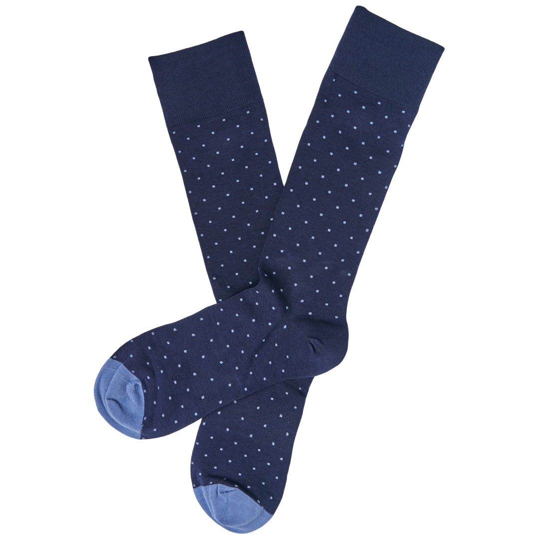 NAVY DOT MID CALF PIMA SOCK - Kingfisher Road - Online Boutique
