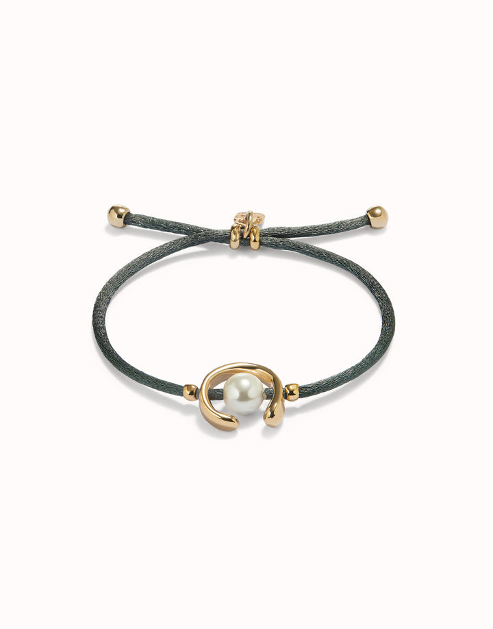 GOLD ADJUSTABLE PEARL GREY CORD BRACELET - Kingfisher Road - Online Boutique