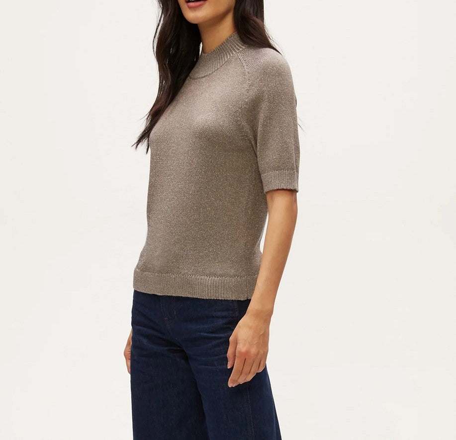 SABEL MOCK NECK TOP-PEWTER - Kingfisher Road - Online Boutique