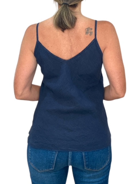 LINEN TANK TOP-NAVY - Kingfisher Road - Online Boutique