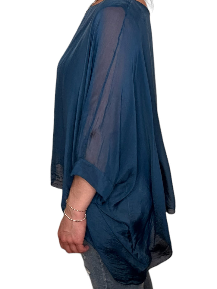 CLASSIC SILK TOP-PETROLEUM - Kingfisher Road - Online Boutique