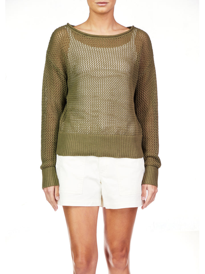 OPEN KNIT SWEATER-BURNT OLIVE - Kingfisher Road - Online Boutique