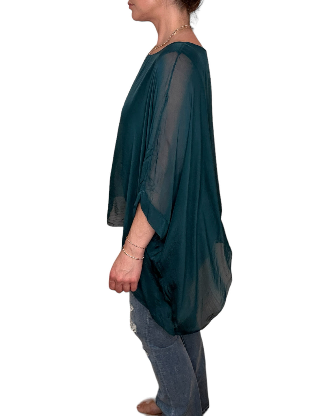 CLASSIC SILK TOP-EMERALD - Kingfisher Road - Online Boutique