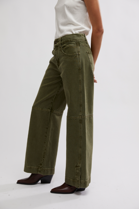 BENJI RELAXED WIDE LEG-ARMY