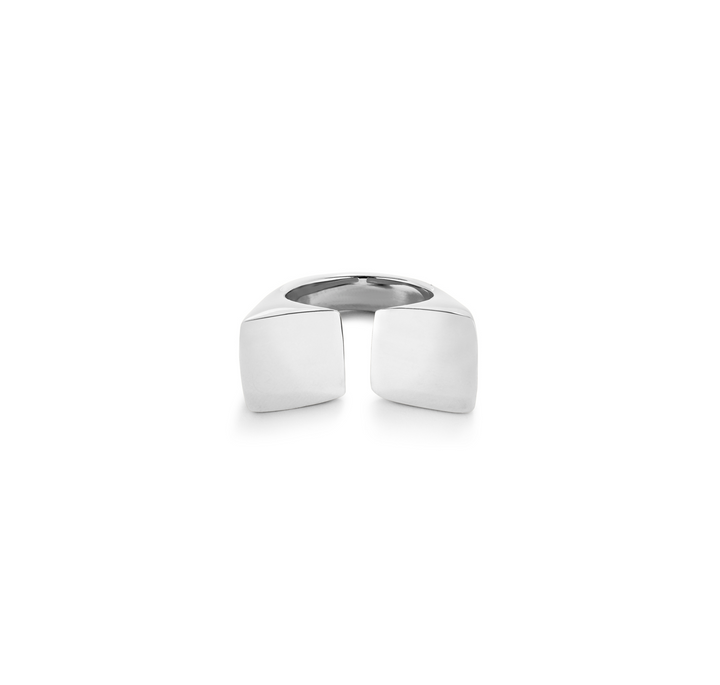 SQUARE BY PASS RING-SILVER