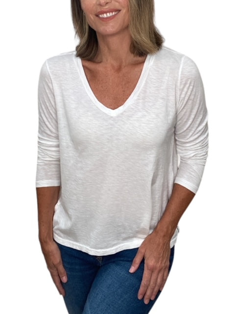 LANE V-NECK TEE-WHITE - Kingfisher Road - Online Boutique