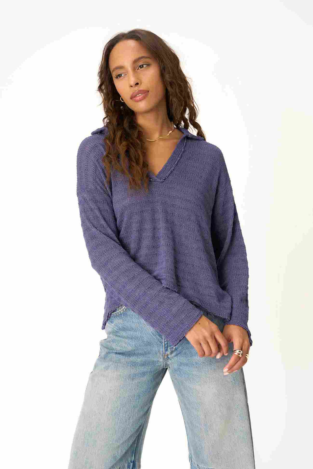 CAPISTRANO COLLARED PULLOVER-ELECTRIC INDIGO - Kingfisher Road - Online Boutique