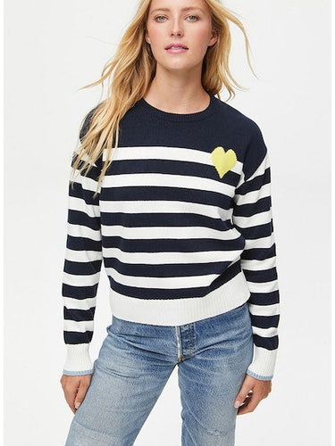 COEUR STRIPE WITH HEART PULLOVER - ADMIRAL YELLOW - Kingfisher Road - Online Boutique