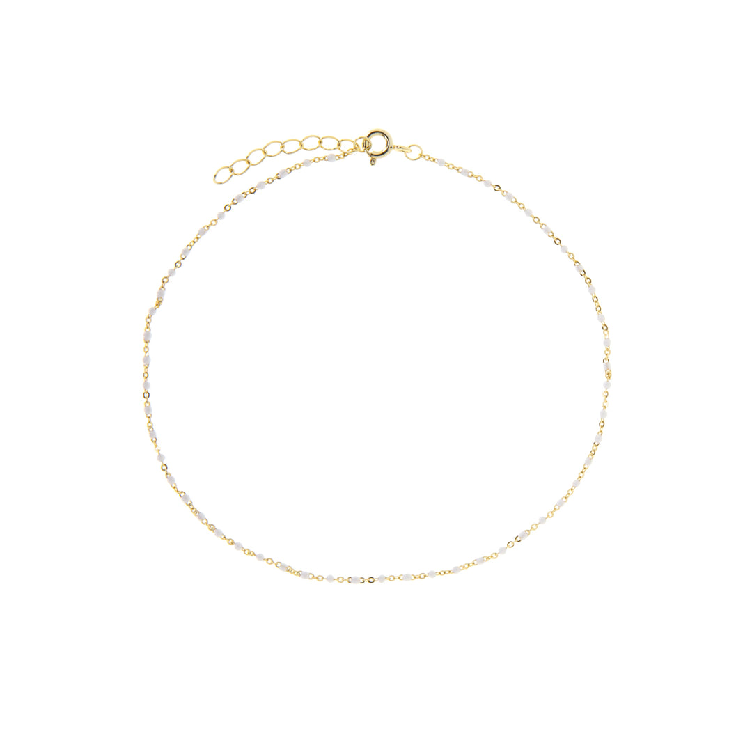 DELICATE BEADED ANKLET-GOLD/WHITE - Kingfisher Road - Online Boutique