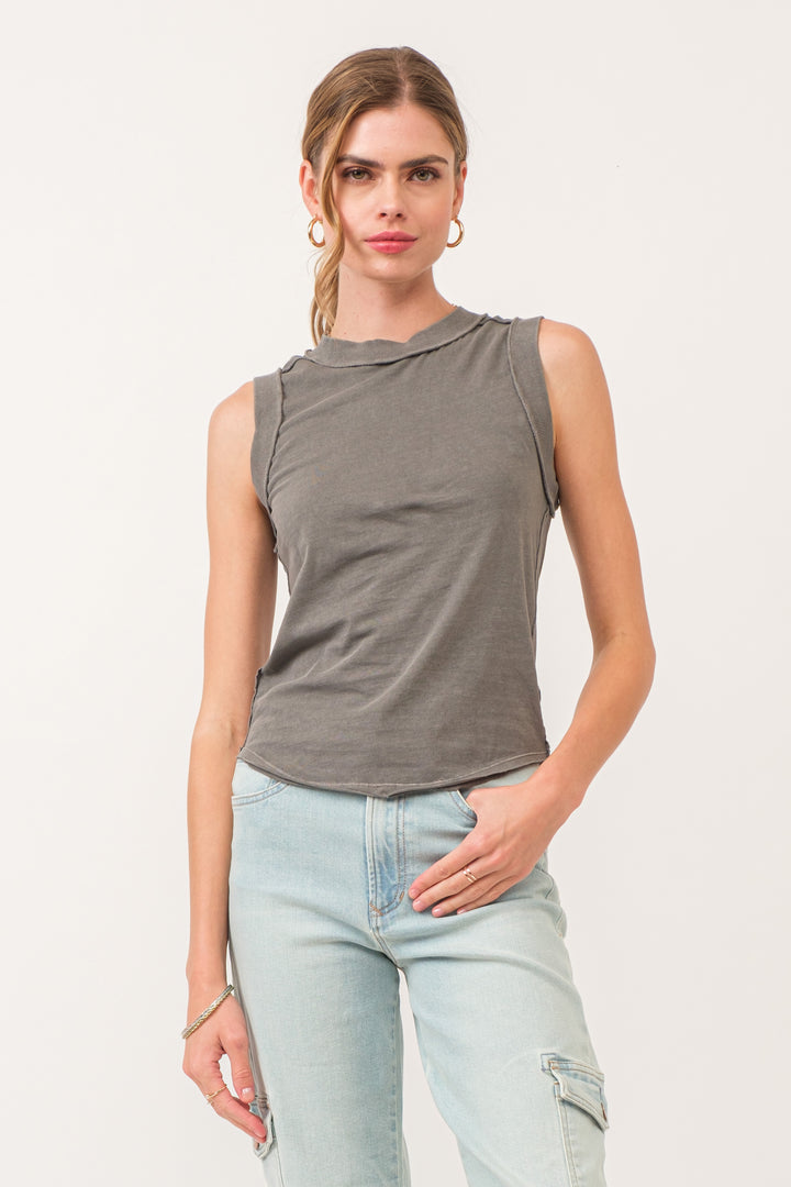 ZO ROUND NECK TANK-SMOKE GREY - Kingfisher Road - Online Boutique