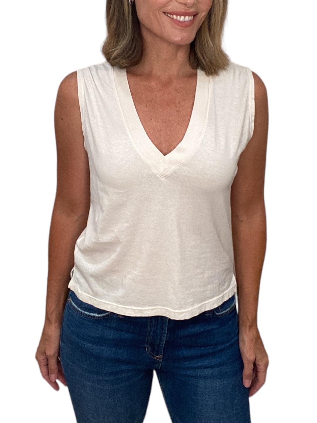 MARGOT V-NECK TEE-SUGAR - Kingfisher Road - Online Boutique