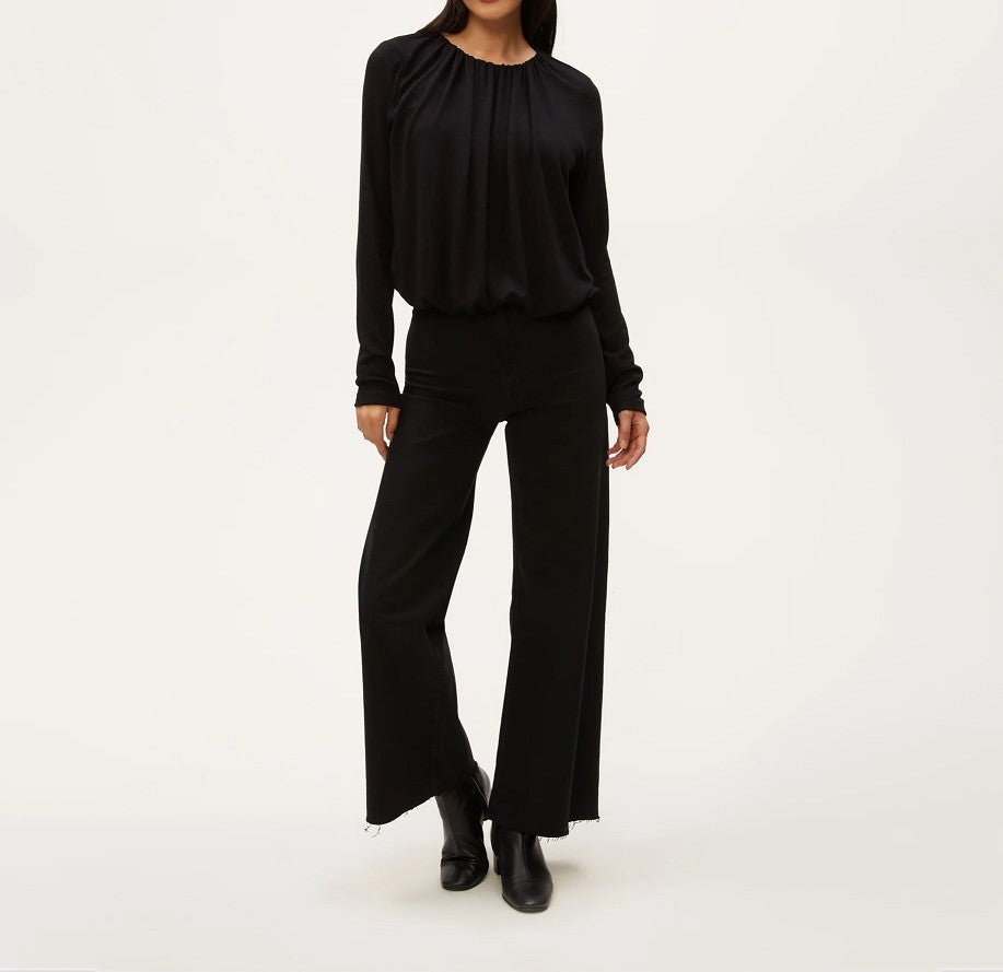 SONA LONG SLEEVE BUBBLE TOP-BLACK - Kingfisher Road - Online Boutique