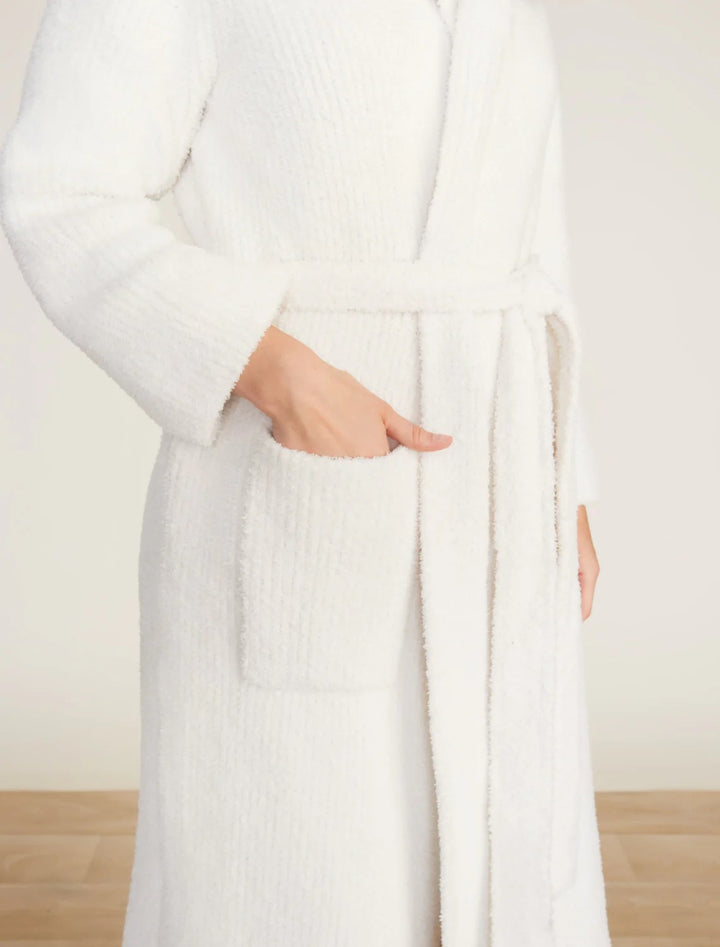 COZYCHIC RIBBED HOODED ROBE-CREAM