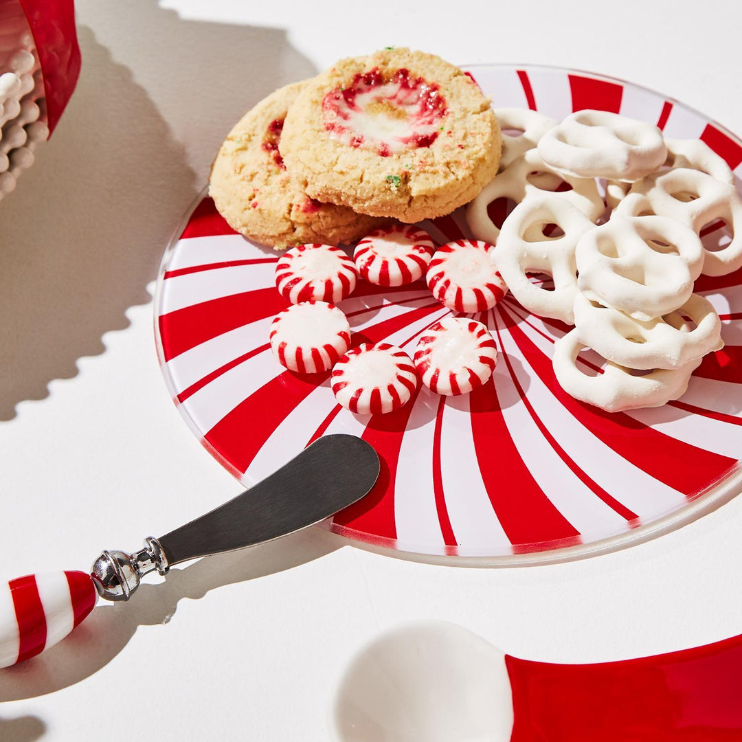 PEPPERMINT TWIST SERVING BOARD AND SPREADER SET