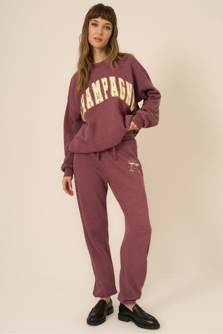 CHAMPAGNE FOIL SWEATSHIRT-MERRY MERLOT