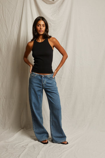 KRAVITZ FINE RIB TANK-TRUE BLACK - Kingfisher Road - Online Boutique