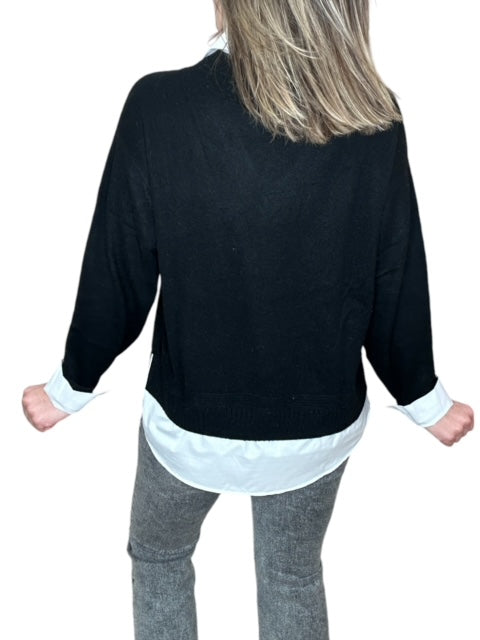 SHIRTING V-NECK SWEATER-BLACK