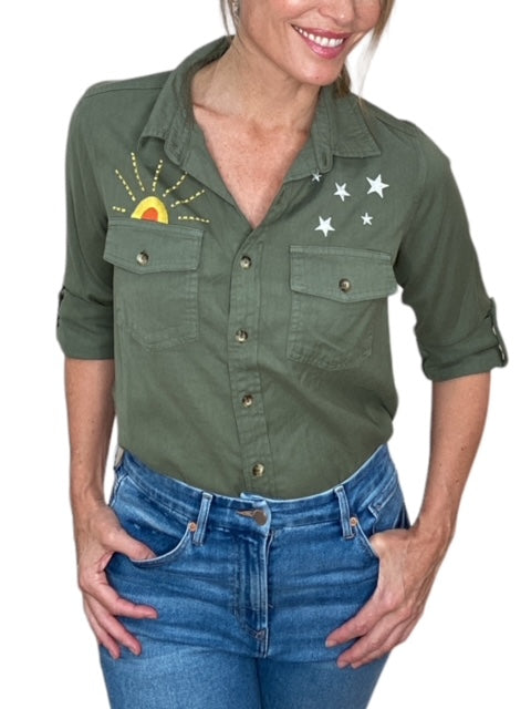 HELLO SUNSHINE SHIRT-OLIVE - Kingfisher Road - Online Boutique