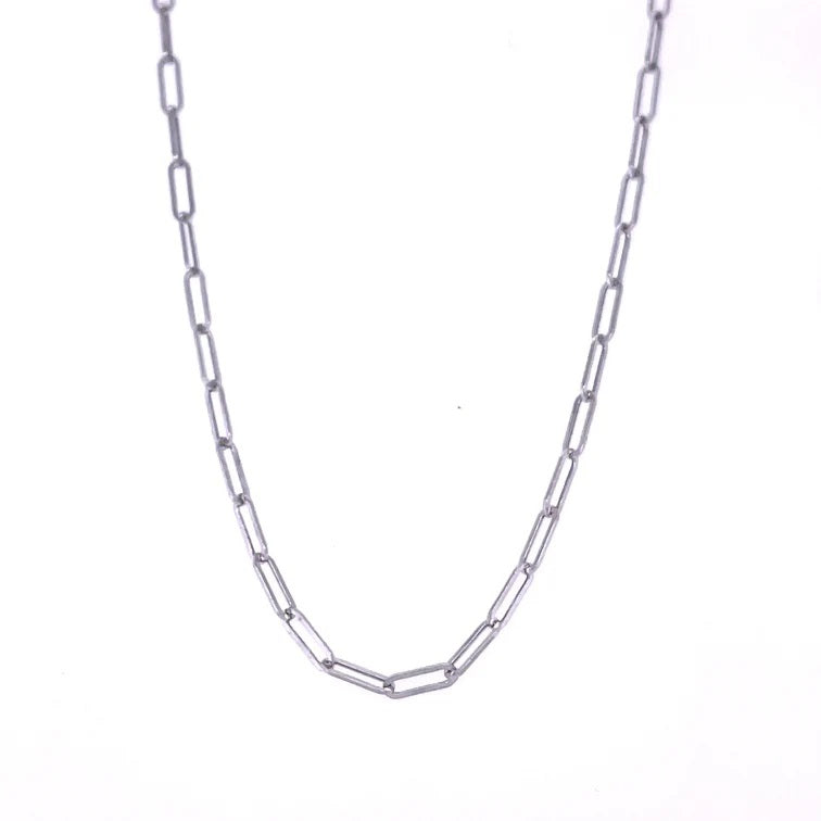 18" PAPERCLIP CHAIN - 14ct W/G - Kingfisher Road - Online Boutique