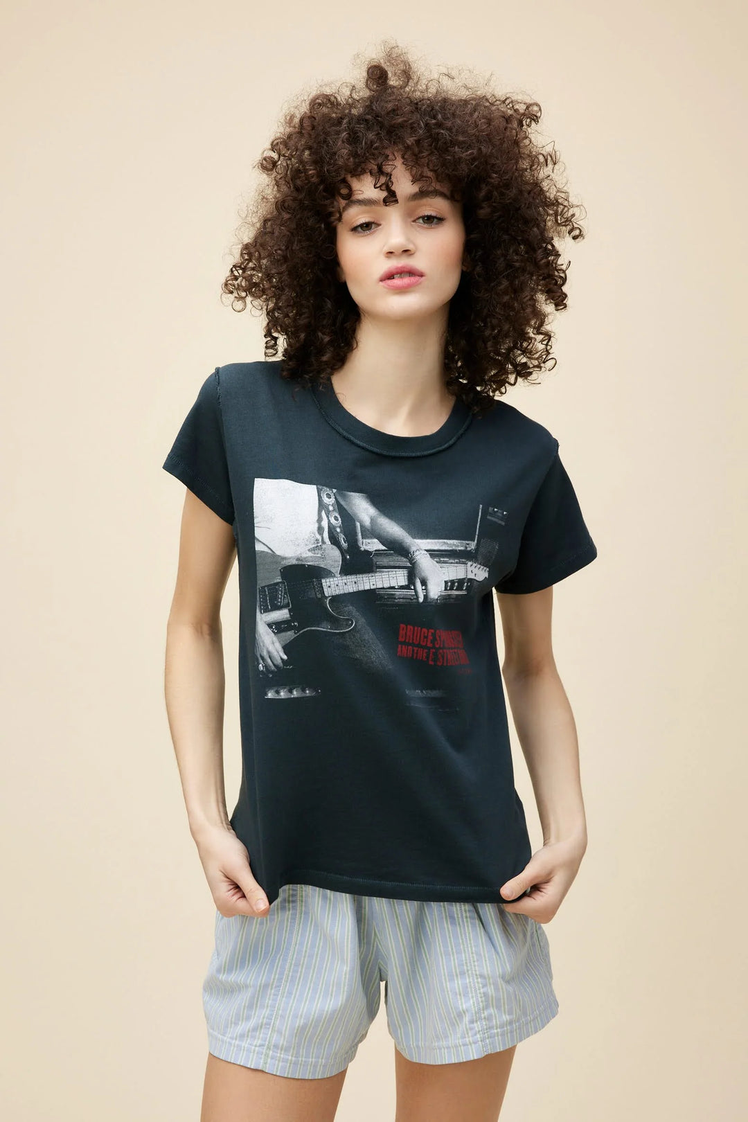 BRUCE SPRINGSTEEN STUDIO PHOTO REVERSE GF TEE-VINTAGE BLACK - Kingfisher Road - Online Boutique