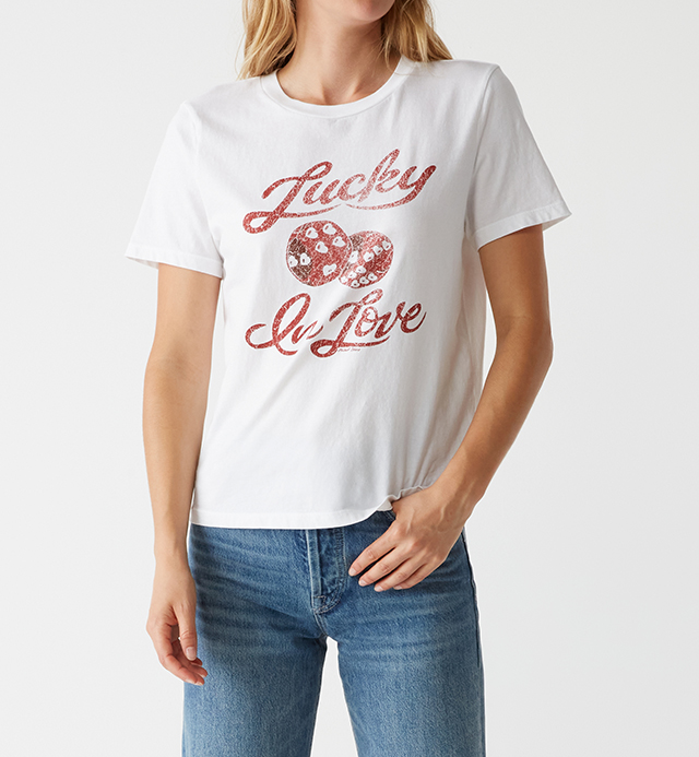 LUCKY IN LOVE GRAPHIC TEE-WHITE